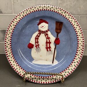 Sakura Snowman Salad Plate Debbie Mumm Snowman Broom Stocking Cap